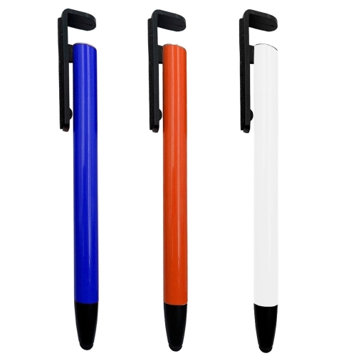 Caneta de Metal Com Ponta Touch Limpador de Tela e Apoio Para Celular-18202B