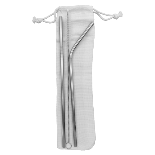 Kit Canudo Reutilizável de Inox Com Saquinho De Algodão Cru-PAP-6225-PA-215