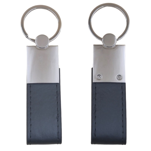 Chaveiro metal com alça de couro sintético-NA0001