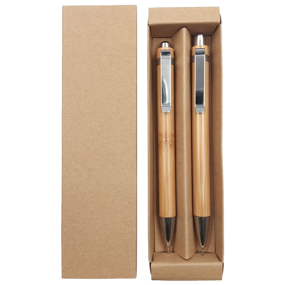 Kit Caneta Esferográfica e Lapiseira Ecológica em Bambu