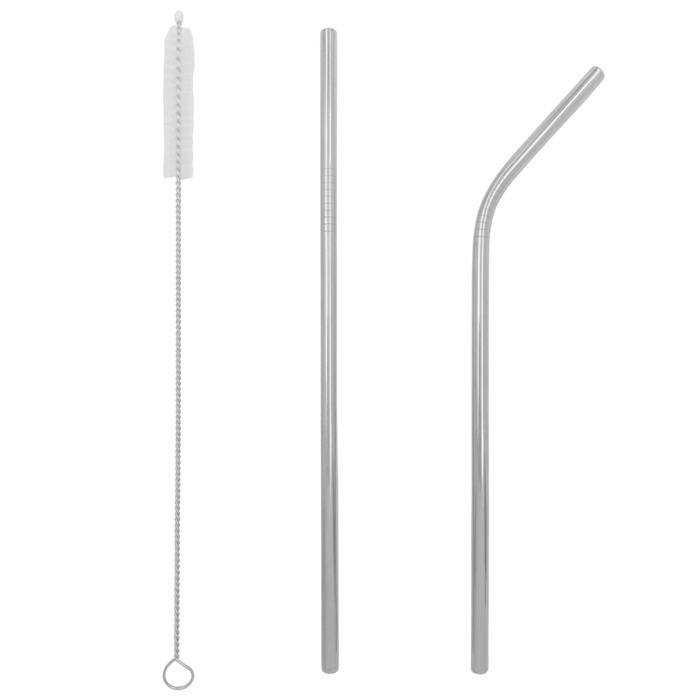 Kit Canudo Reutilizável de Inox Com Saquinho De Algodão Cru
