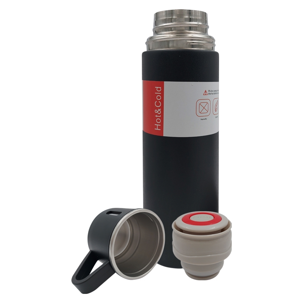 Garrafa Térmica Em Metal Com 3 Xícaras 